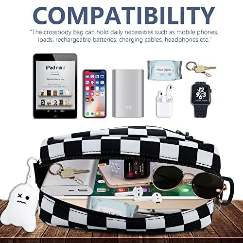 DOB SECHS Crossbody Purse Small Messenger Bags for Women Men Shoulder Bag, Black White Checkered - Image 5